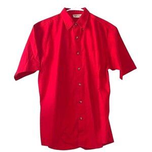 Mens Red Short Sleeve Button-Up Shirt By 1250 North 100% Cotton Size L